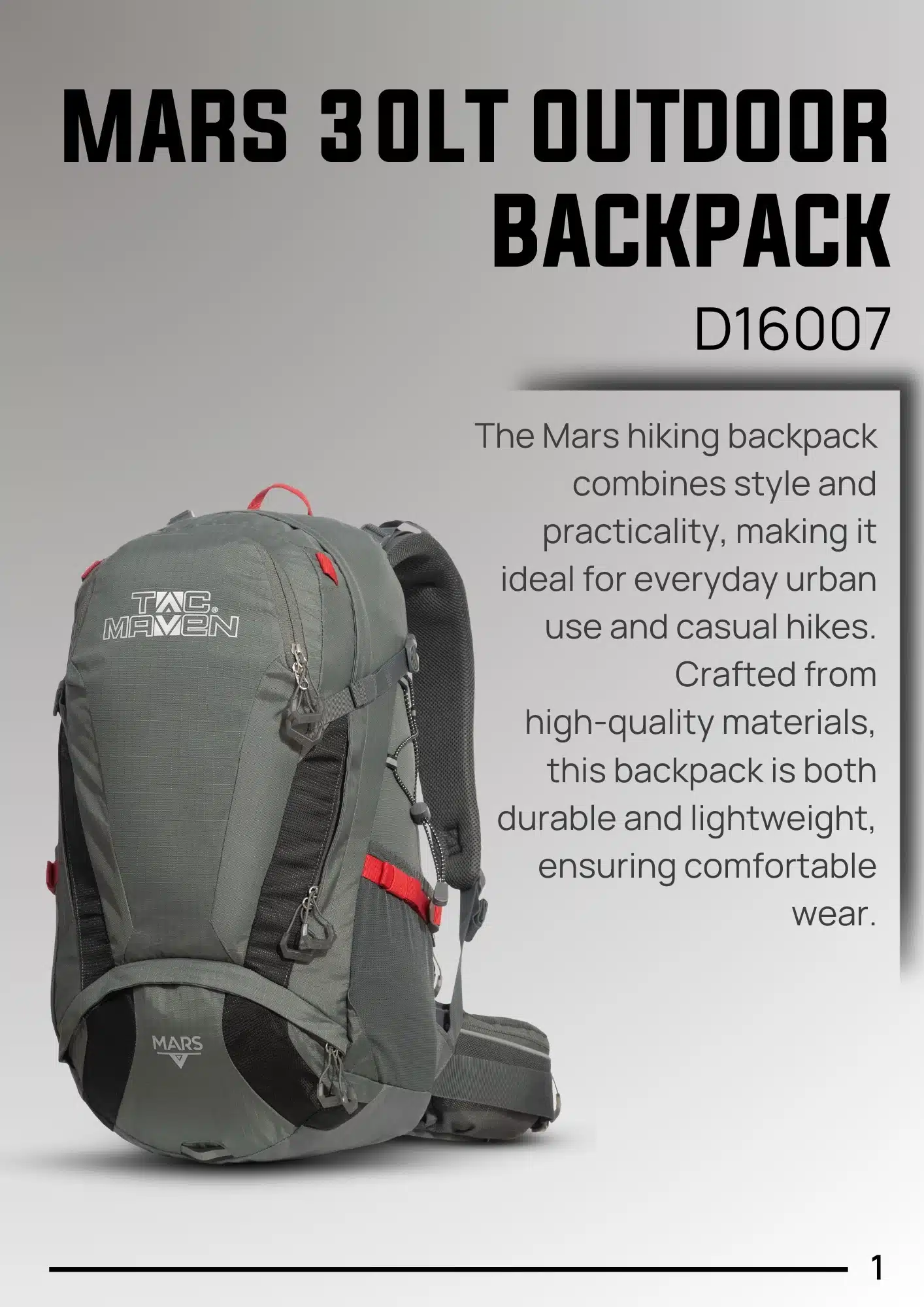 תרמיל טיולים TAC MAVEN MARS 30 L